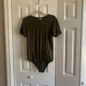 Free People Olive Green T Shirt Bodysuit